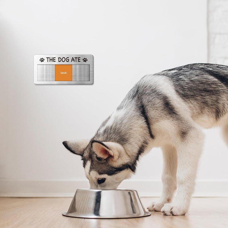 EliteSign Dog Fed Sign- Dog Feeding Chart 3 Times A Day,Pet Feeding Reminder,Did You Feed The Dogs Tracker With Magnets and Double Sided Tape for Fridge, Prevent Over Feed, Brushed Silver - Image 5